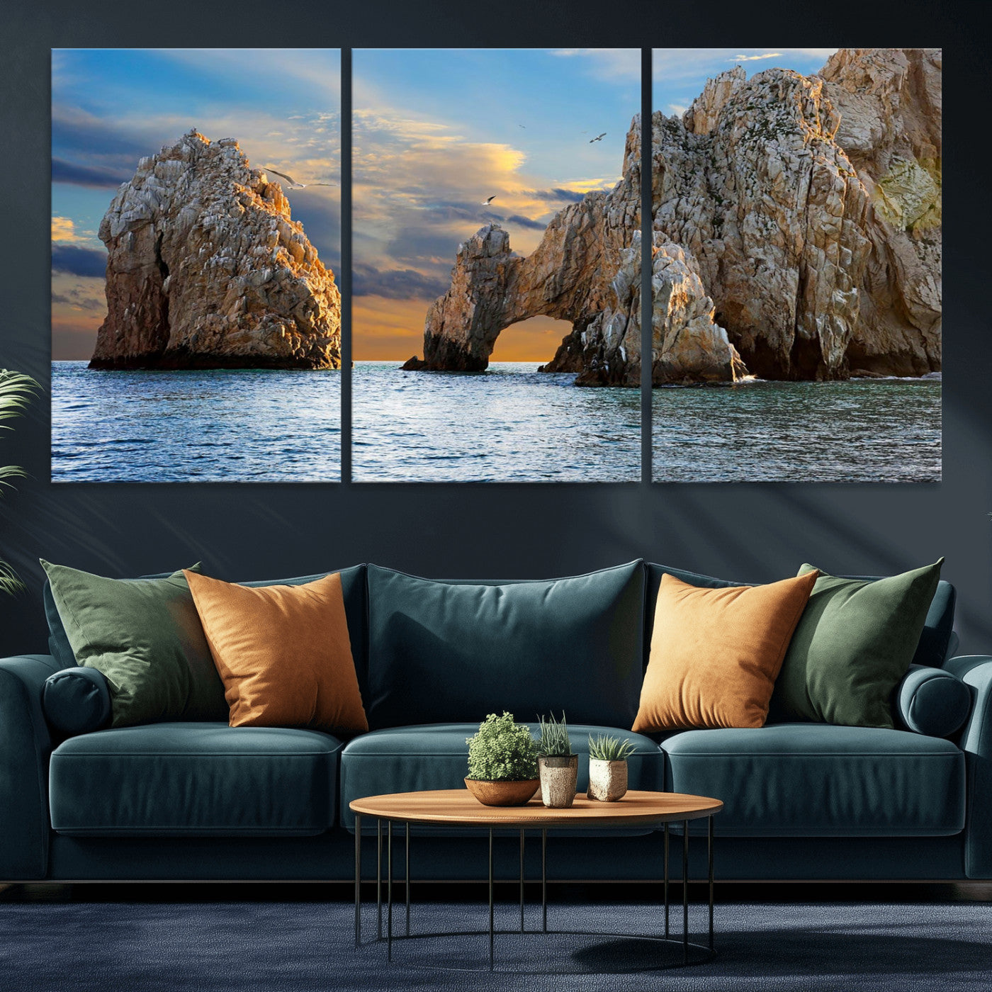 63505689-MGV-CV-36X24 - El Arco Cabo San Lucas Ocean Arch Wall Art Canvas Print, Baja California Rock Arch Seascape Canvas Print, Mexico Coastal Landmark Scenic Art Printing