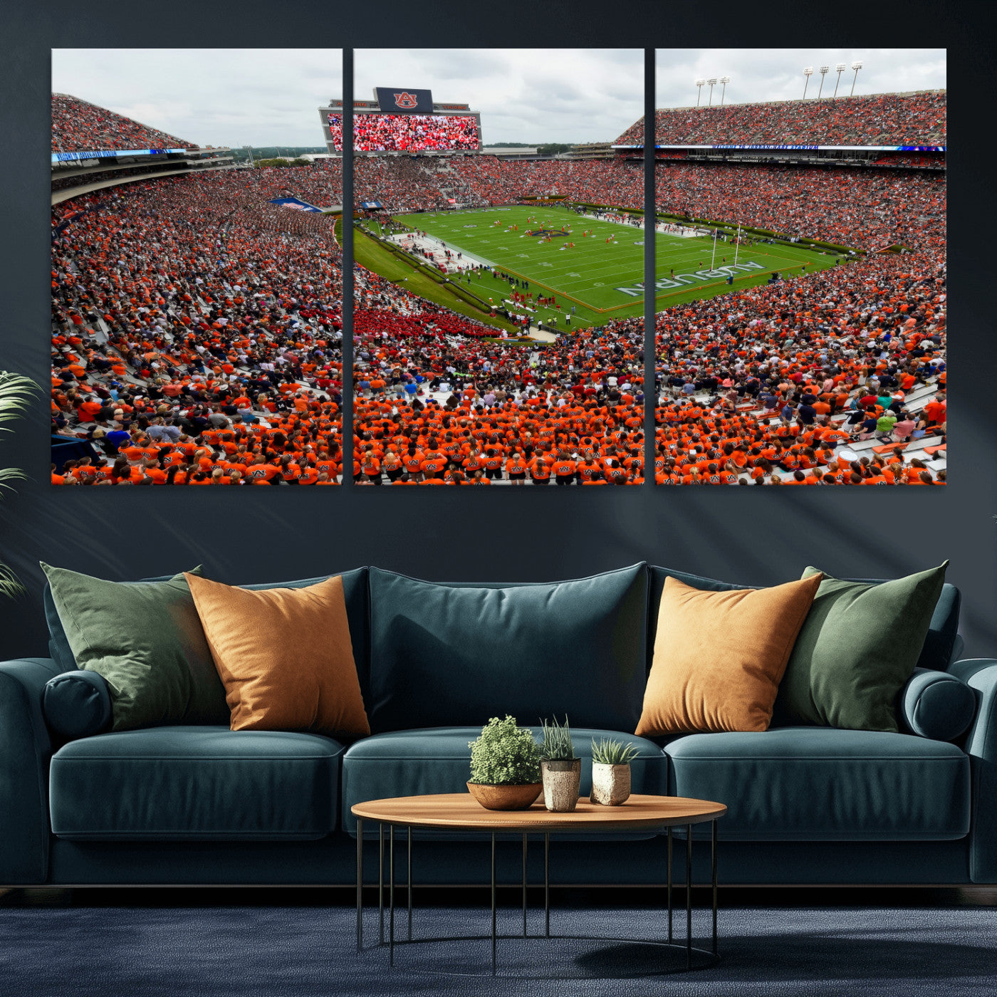 82562490-MGV-CV-36X24 - Auburn Stadium Sunset Wall Art Canvas Print, Jordan Hare Stadium Game Day Crowd, Auburn Tigers Football Artwork