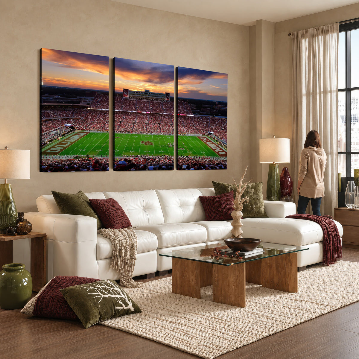 51457497-MGV-CV-36X24 - Oklahoma Sooners Stadium Wall Art Canvas Print, College Football Decor