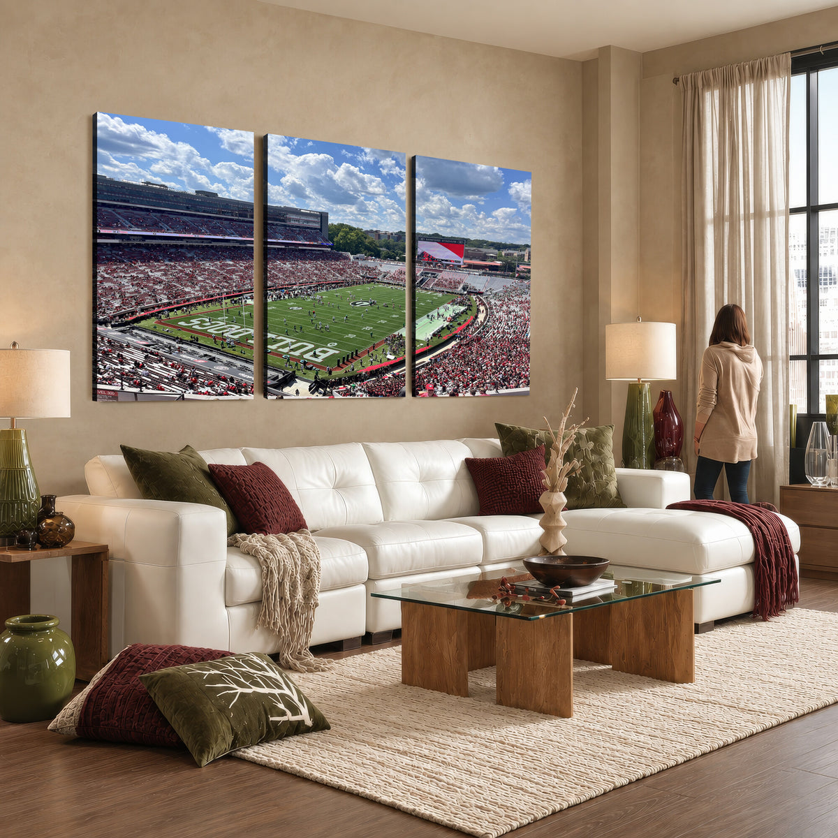 10665453-MGV-CV-36X24 - Georgia Bulldogs Stadium Wall Art Canvas Print, Sanford, Framed and Ready to Hang