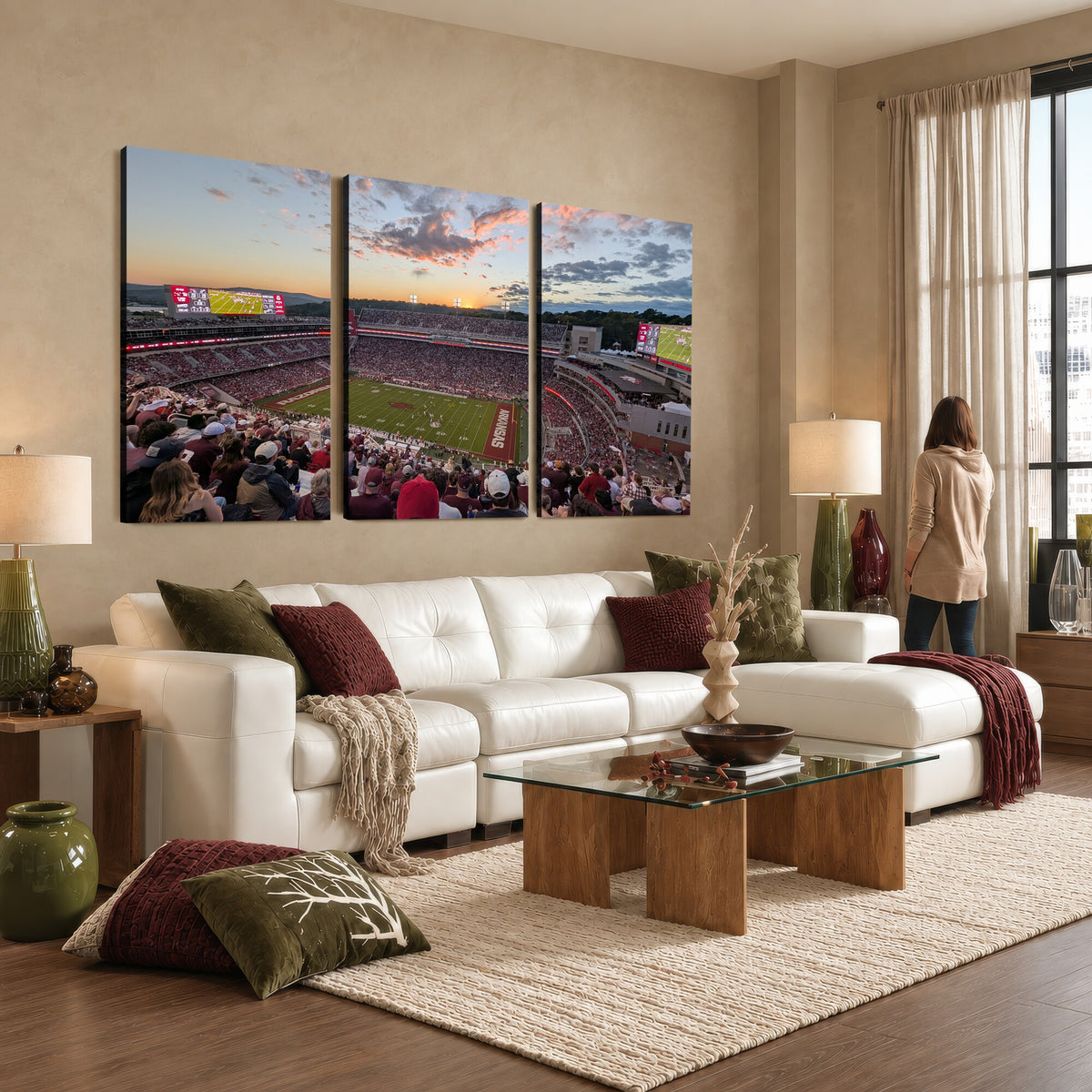 71837429-MGV-CV-36X24 - Donald W. Reynolds Razorback Stadium Wall Art Canvas Print – Arkansas Razorbacks Football Artwork for Home, Office, and Sports Room Decor