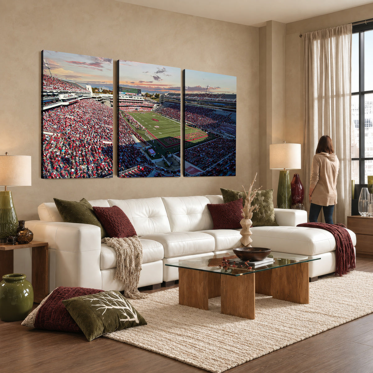 46571211-MGV-CV-36X24 - Donald W. Reynolds Razorback Stadium Wall Art Canvas Print – Arkansas Razorbacks Football Artwork for Home, Office, and Sports Room Decor