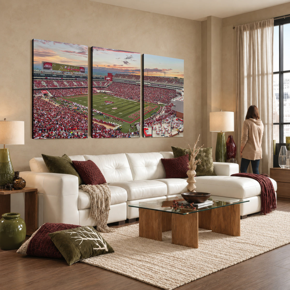 82233065-MGV-CV-36X24 - Donald W. Reynolds Razorback Stadium Wall Art Canvas Print – Arkansas Razorbacks Football Artwork for Home, Office, and Sports Room Decor