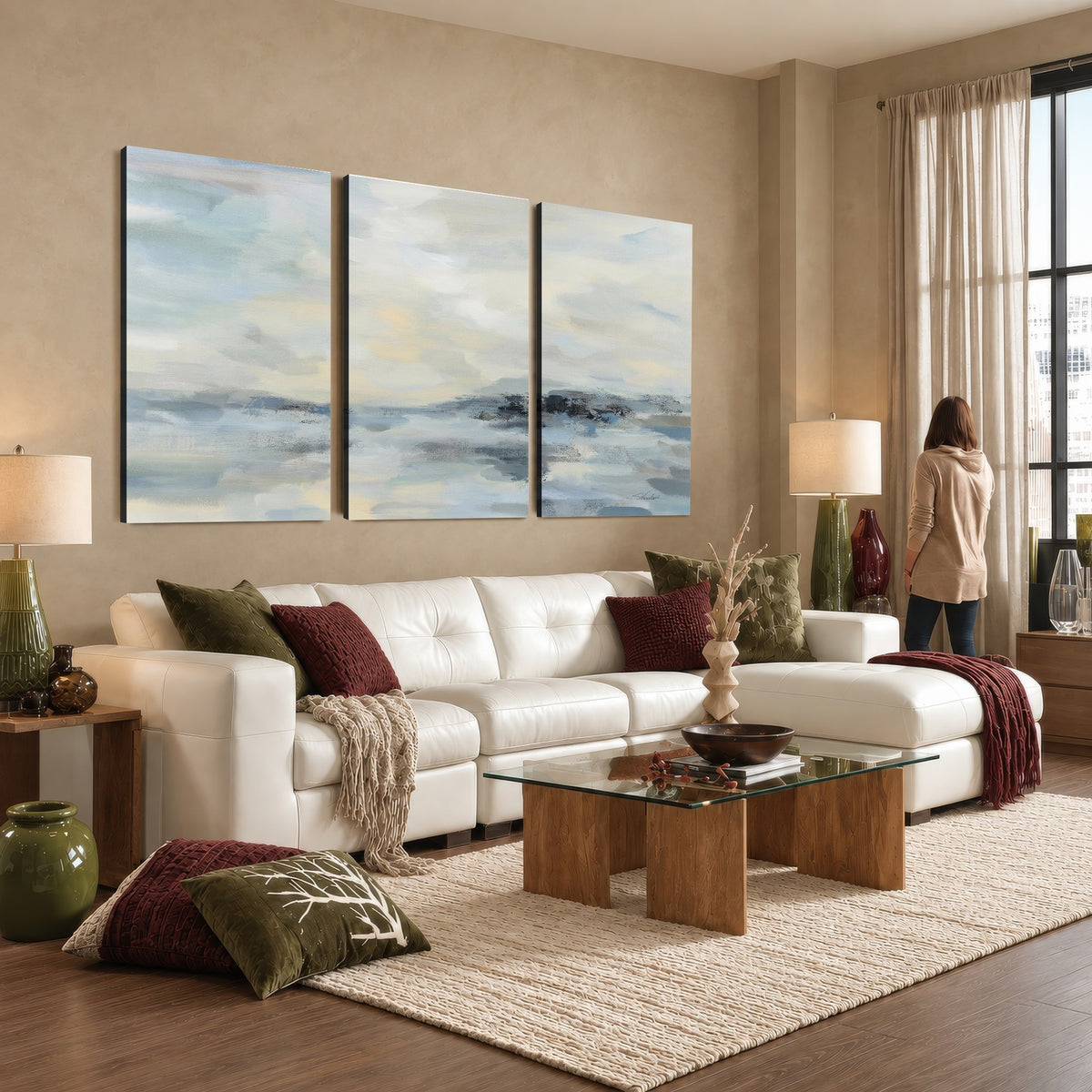 Abstract Coastal Landscape Wall Art Canvas Print | Soft Blue Gray Minimalist Art