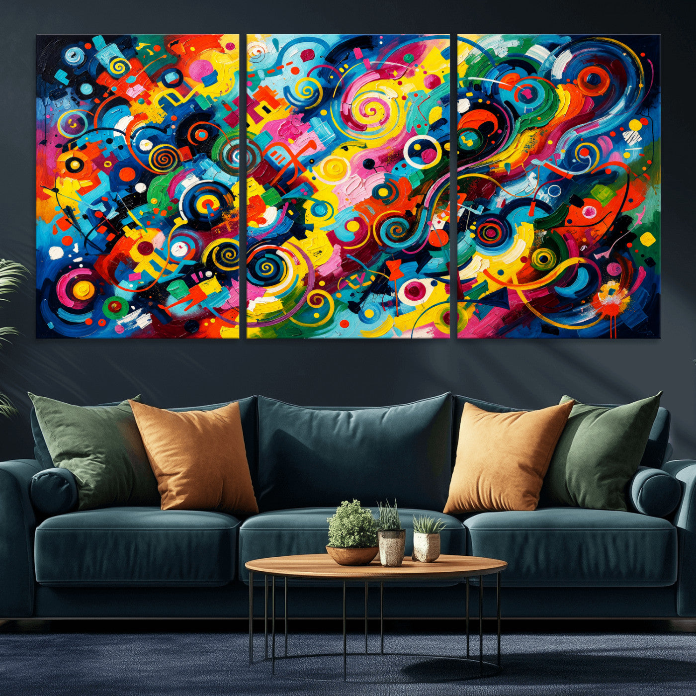 4712069R1-MGV-CV-36X24 - Geometric Abstract Wall Art Canvas Print, Bold Color Abstract Expressionist Painting Print, Modern Geometric Abstract Canvas Art