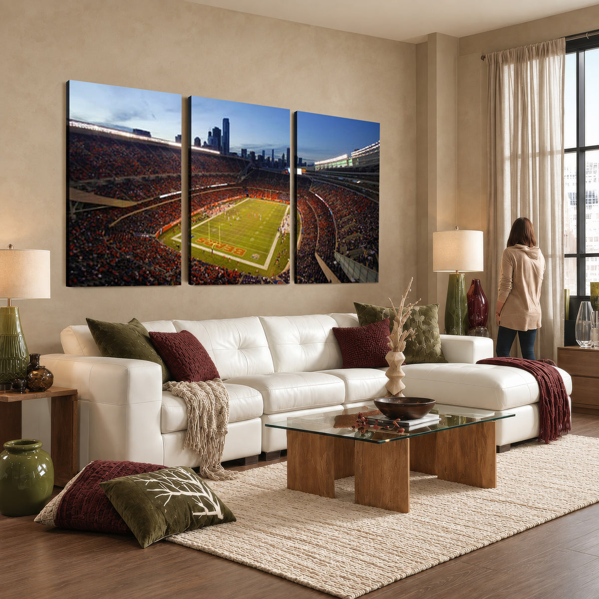 50691720-MGV-CV-36X24 - Chicago Bears Soldier Field Canvas Wall Art, NFL Stadium Panorama Print, Football Arena Photography for Sports Fans