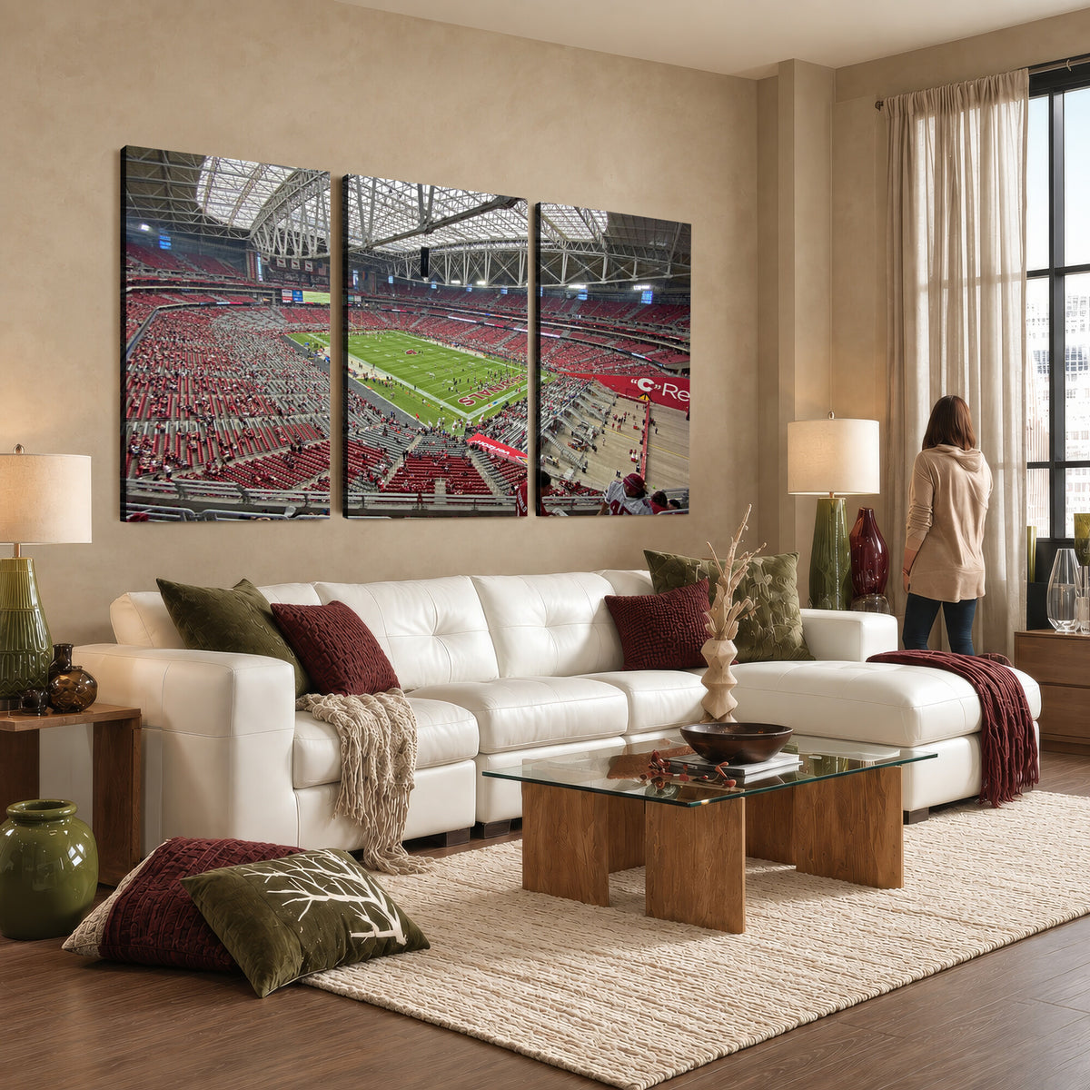 30579717-MGV-CV-36X24 - State Farm Stadium Canvas Wall Art, Arizona Cardinals Football Stadium Print, Glendale NFL Arena Panorama Artwork