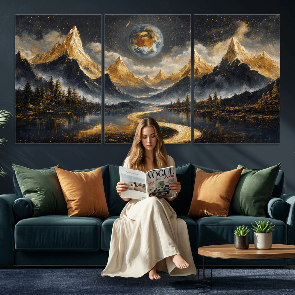 34202127-MGV-CV-36X24 - Abstract Mountain Wall Art Canvas Print Modern Landscape Painting Print
