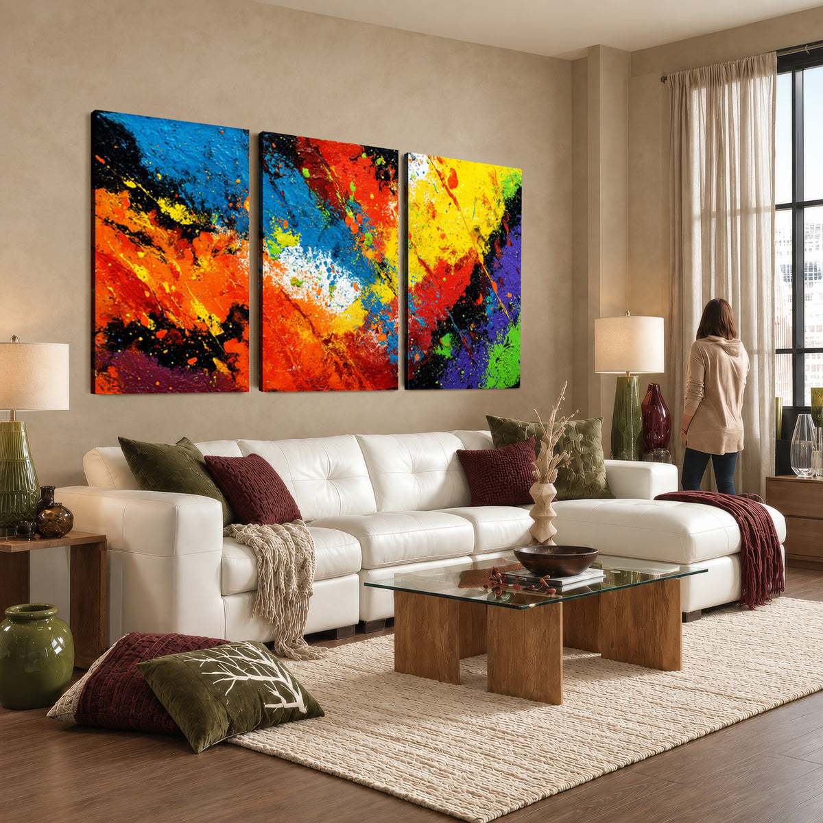 74888753-MGV-CV-36X24 - Vibrant Blue Abstract Canvas Wall Art Colorful Painterly Oil Painting Style Print