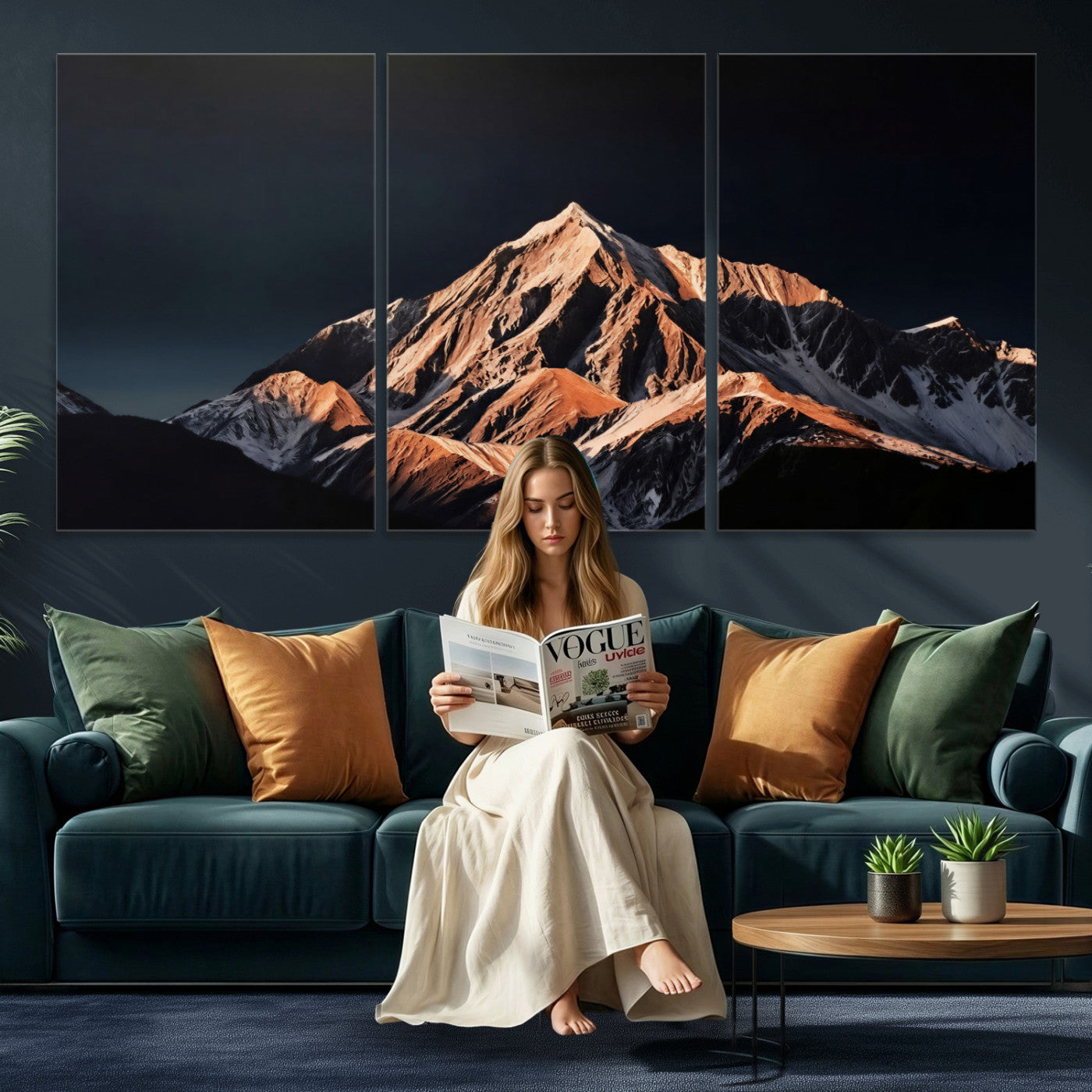 10196184-MGV-CV-36X24 - Snow Mountain Wall Art Canvas Print for Living Room Decor