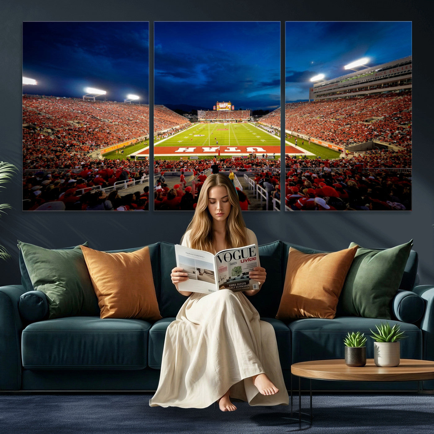 74019251-MGV-CV-36X24 - Rice-Eccles Stadium Wall Art Canvas Print - Utah Salt Lake City Stadium Print