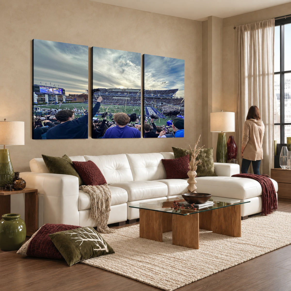 400867JMU-MGV-CV-36X24 - JMU Stadium Wall Art Canvas Print for Game Room Decor - James Madison University Stadium