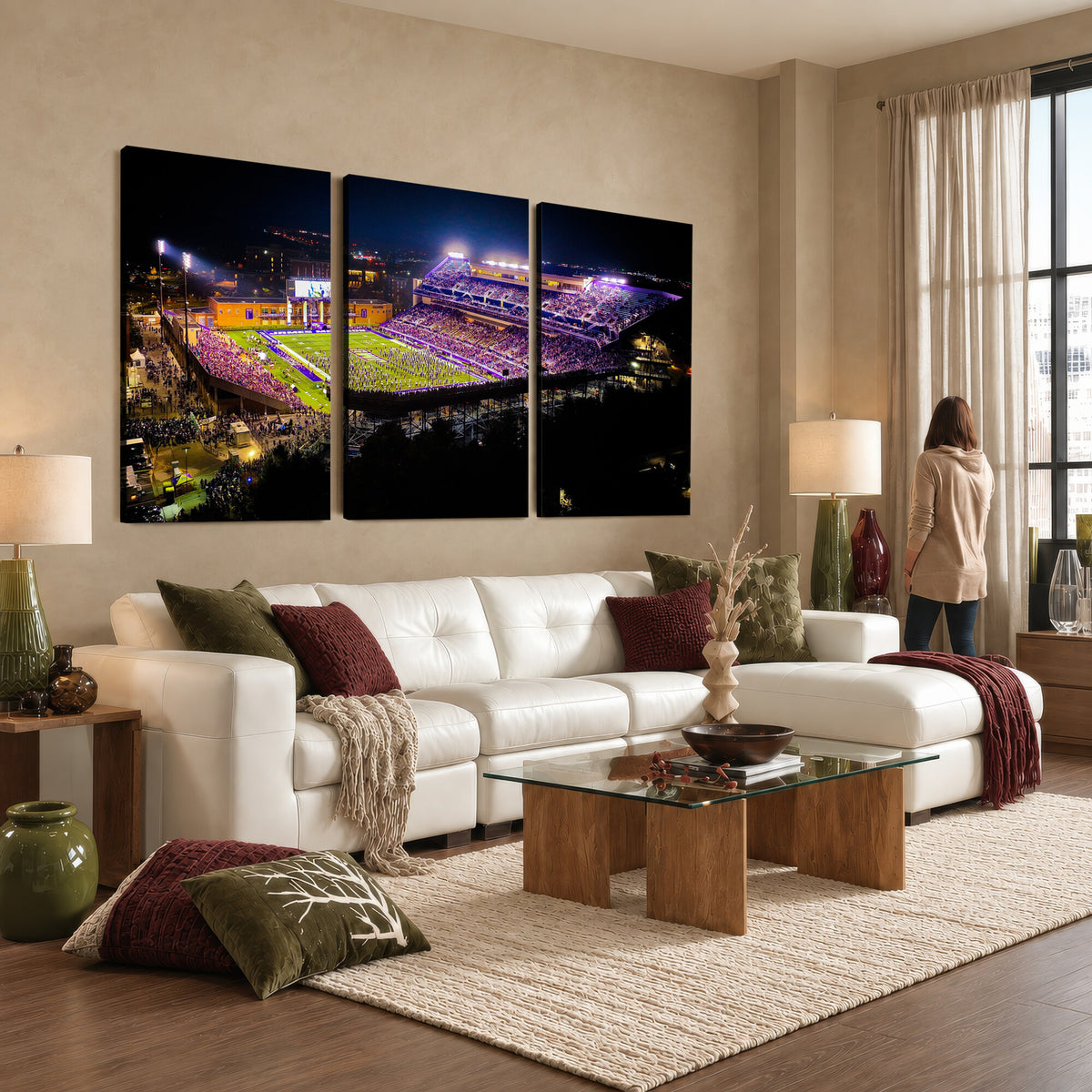 400867JMU2-MGV-CV-36X24 - JMU Stadium Wall Art Canvas Print for Game Room Decor - James Madison University Stadium