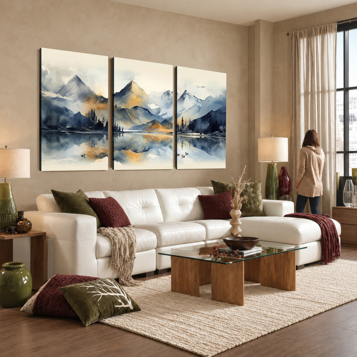 10196184T-MGV-CV-36X24 - Lake Abstract Mountain Wall Art Canvas Print