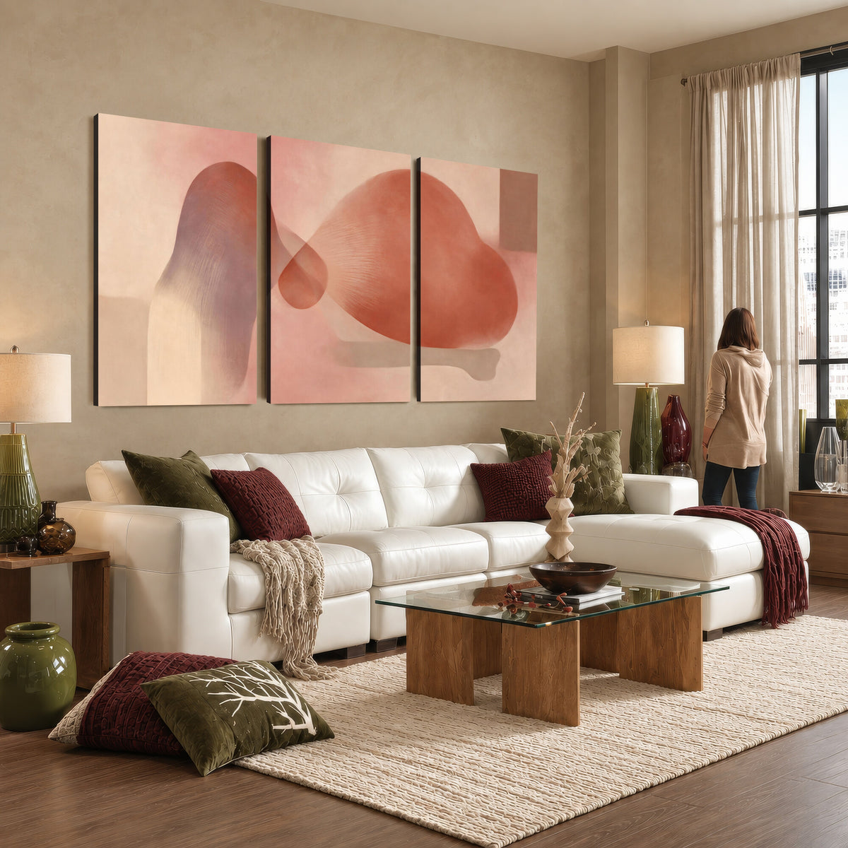 85110643-MGV-CV-36X24 - Vinna Begin Calin Biomorphic Abstract Wall Art Canvas Print, Terracotta Pink Organic Shapes