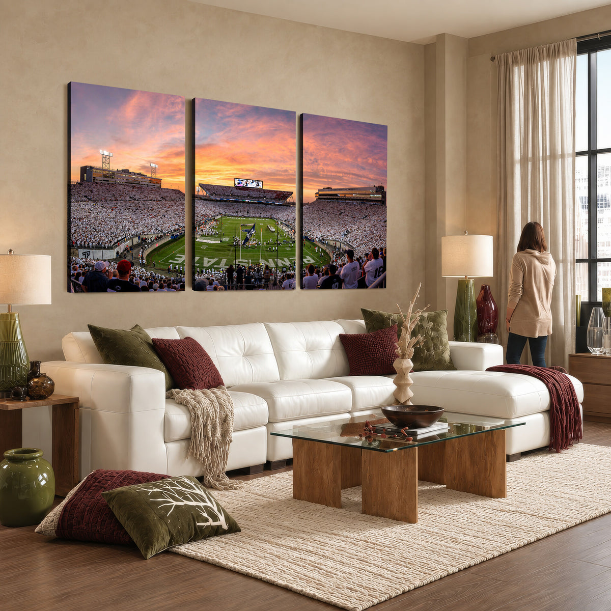 53161432-MGV-CV-36X24 - Framed Beaver Stadium Wall Art Canvas Print, Penn State Nittany Lions Wall Decor