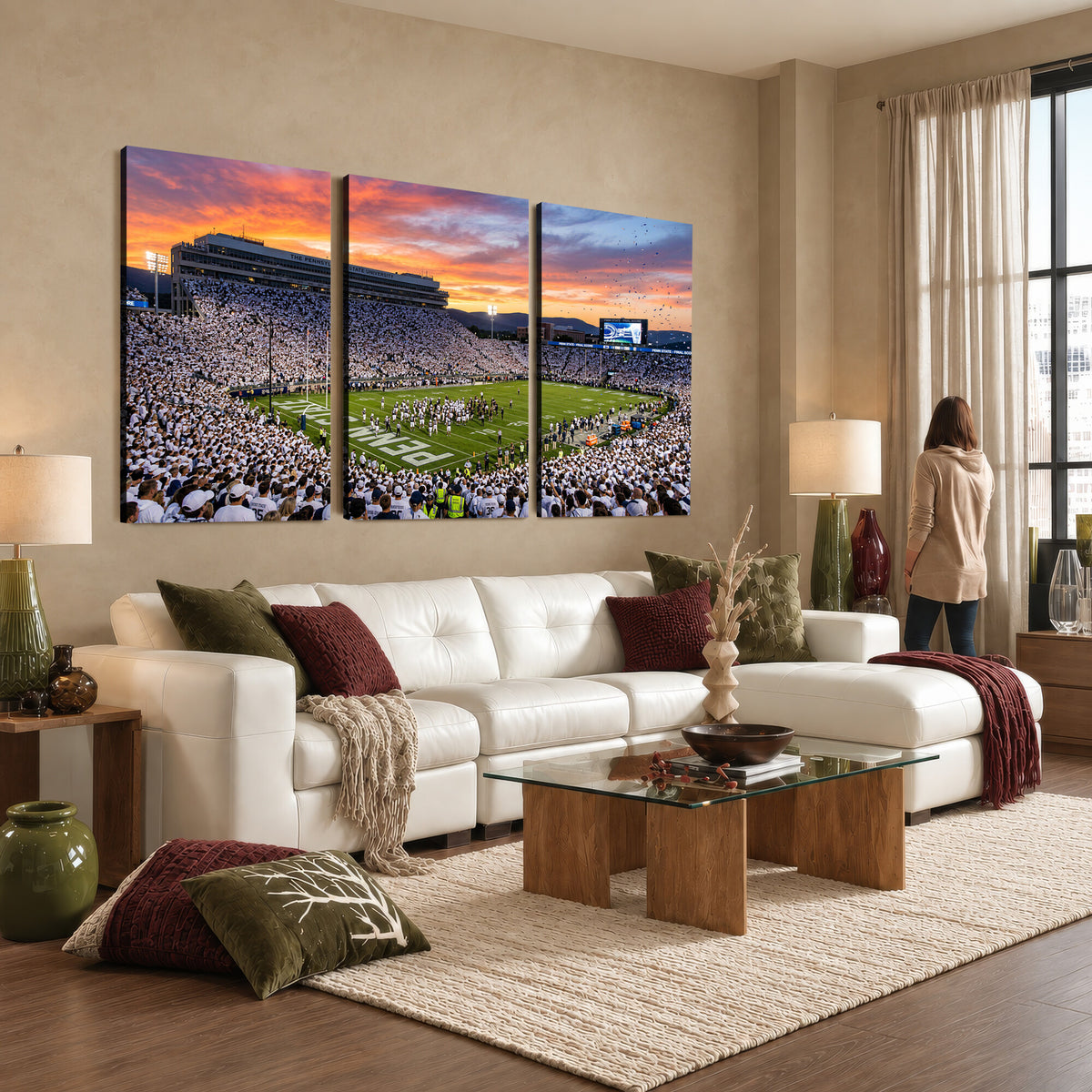 37057330-MGV-CV-36X24 - Panoramic Beaver Stadium Canvas Wall Art, Penn State Nittany Lions Stadium Print for Finished Basement
