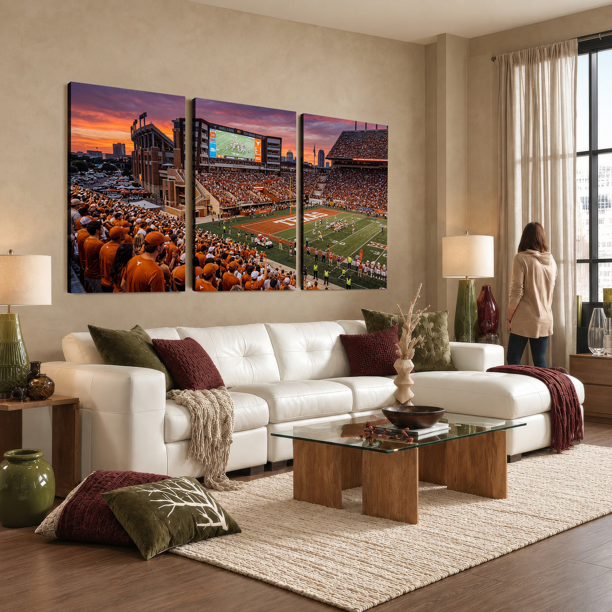 23743181-MGV-CV-36X24 - Texas Longhorns Wall Art Canvas Print, Texas Memorial Stadium in Austin Texas, Framed and Ready to Hang