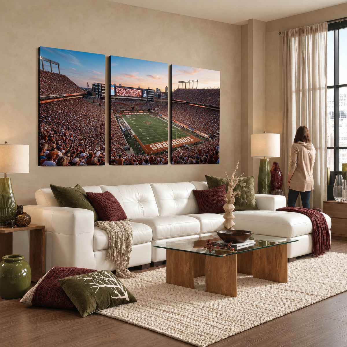 41187139-MGV-CV-36X24 - Texas Memorial Stadium Canvas Wall Art, Austin College Football Print for Sports Den Decor