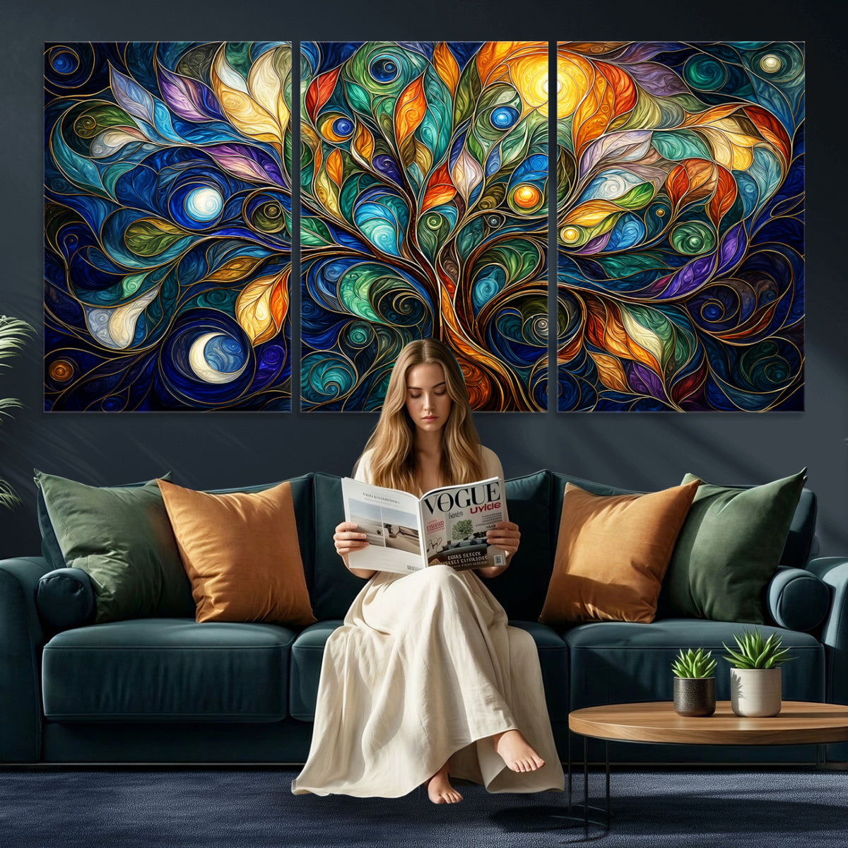 60127105-MGV-CV-36X24 - Psychedelic Tree Of Life Wall Art - Vibrant Swirl Cosmic Nature Decor