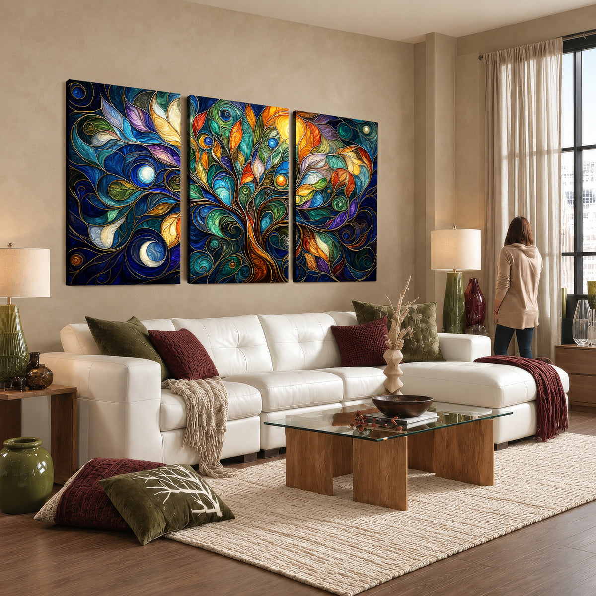 60127105-MGV-CV-36X24 - Psychedelic Tree Of Life Wall Art - Vibrant Swirl Cosmic Nature Decor