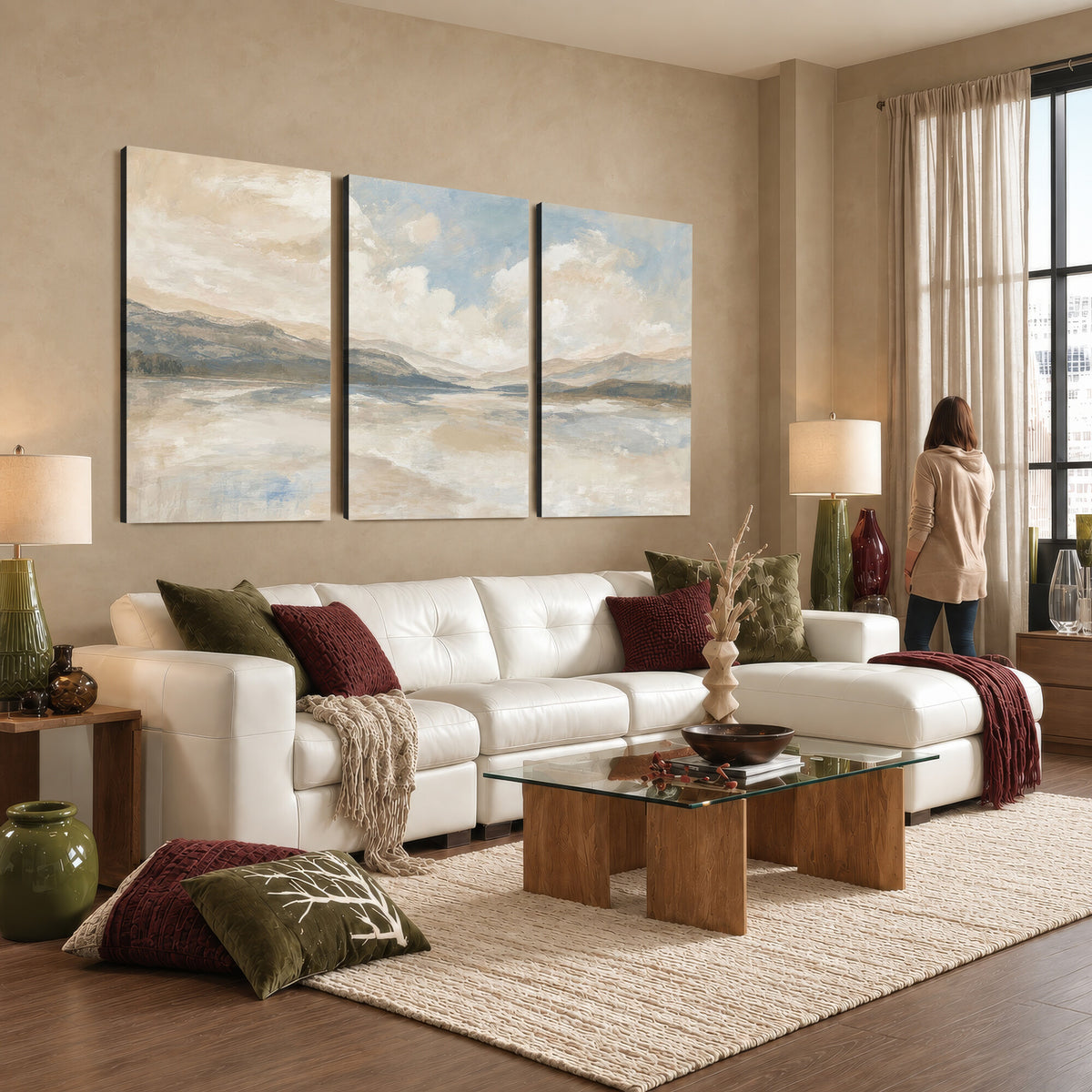 12998065-MGV-CV-36X24 - Serene Mountain and Lake Landscape Canvas Wall Art