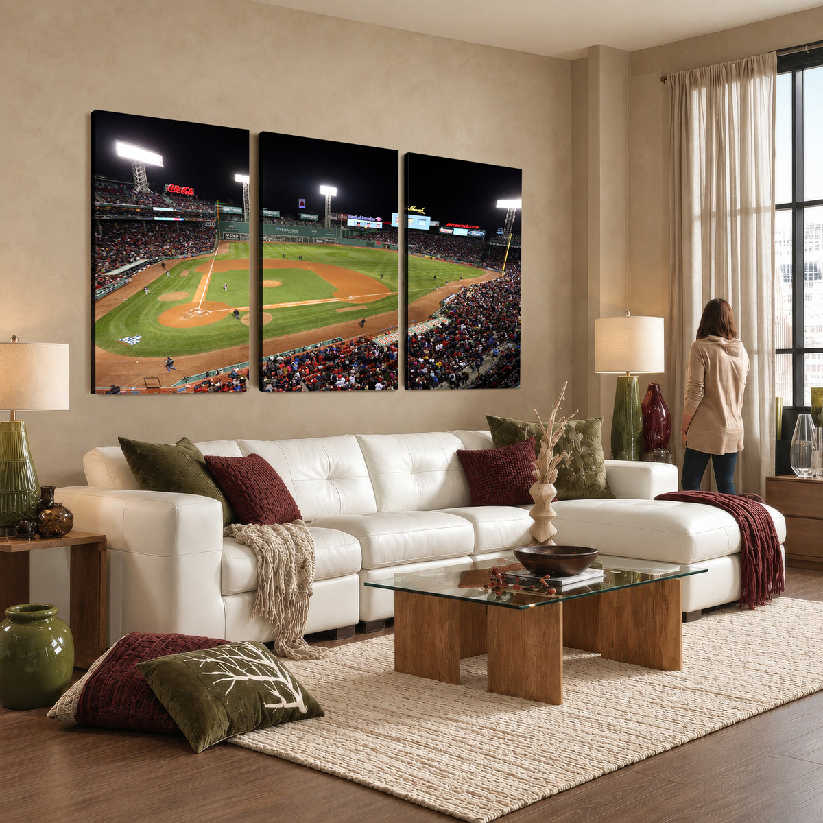 86945D-MGV-CV-36X24 - Fenway Park Boston Red Sox Baseball Stadium Wall Art Canvas Print for Gift Baseball Lover MLB Wall Art College Dorm Wall Decor Baseball Gift