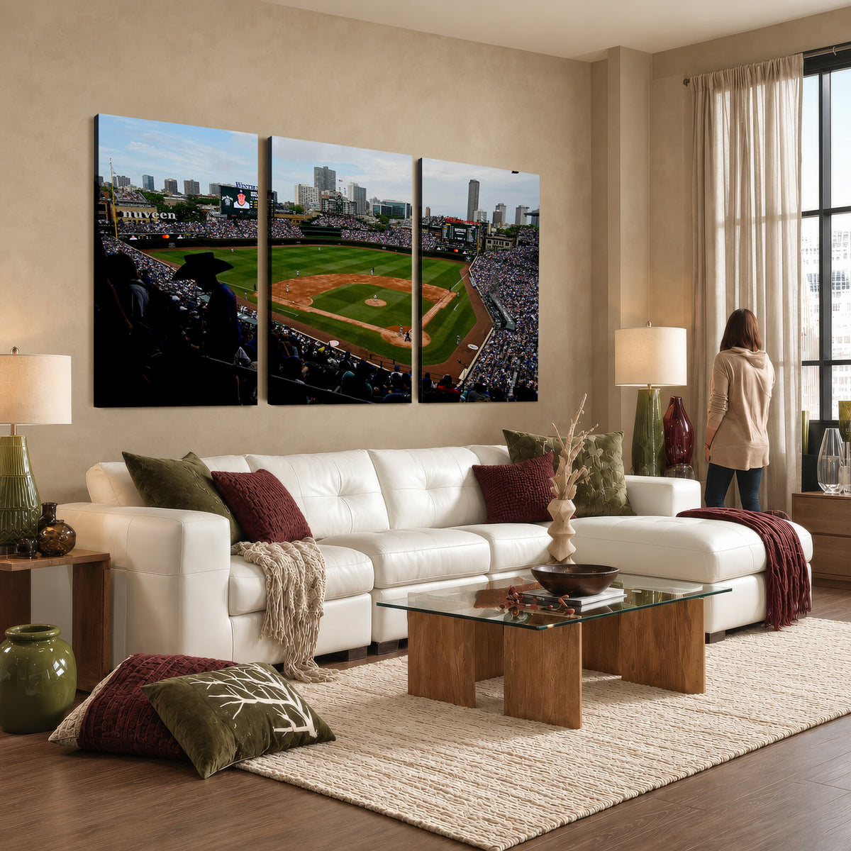 34859D-MGV-CV-36X24 - Chicago Cubs Baseball Team Print - Wrigley Field Stadium