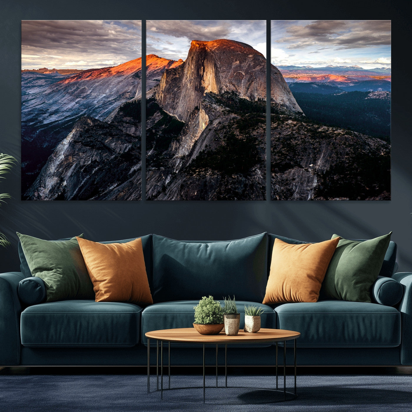 20714-MGV-CV-36X24-Half Dome Wall Art Print - Yosemite Majestic Triptych Landscape Print – National Park Nature Decor for Living Room or Office – Ready to Hang
