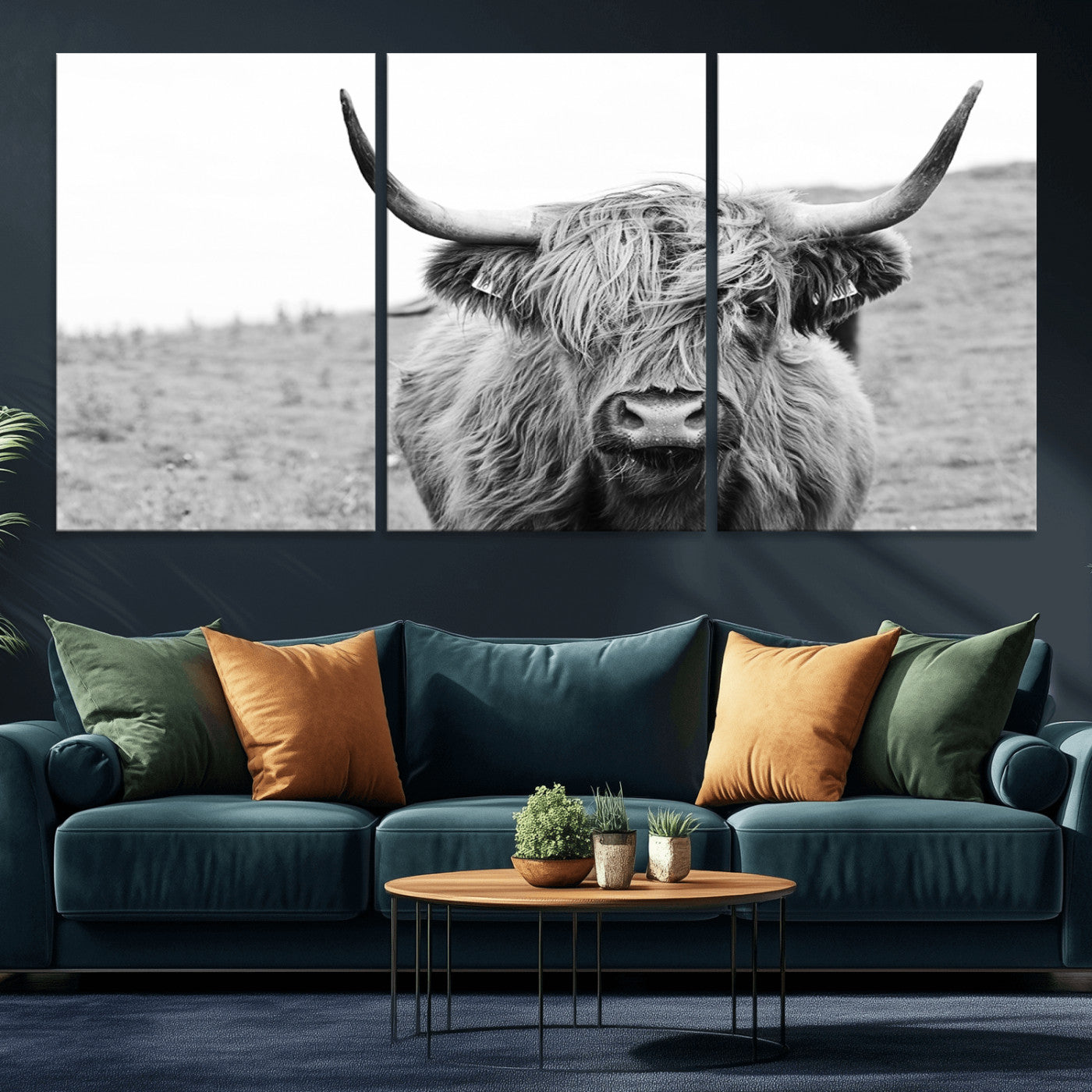 16248-MGV-CV-36X24-Newfoundland Cow Art Wall Art, Black White Cow Art Wall Art Canvas Print