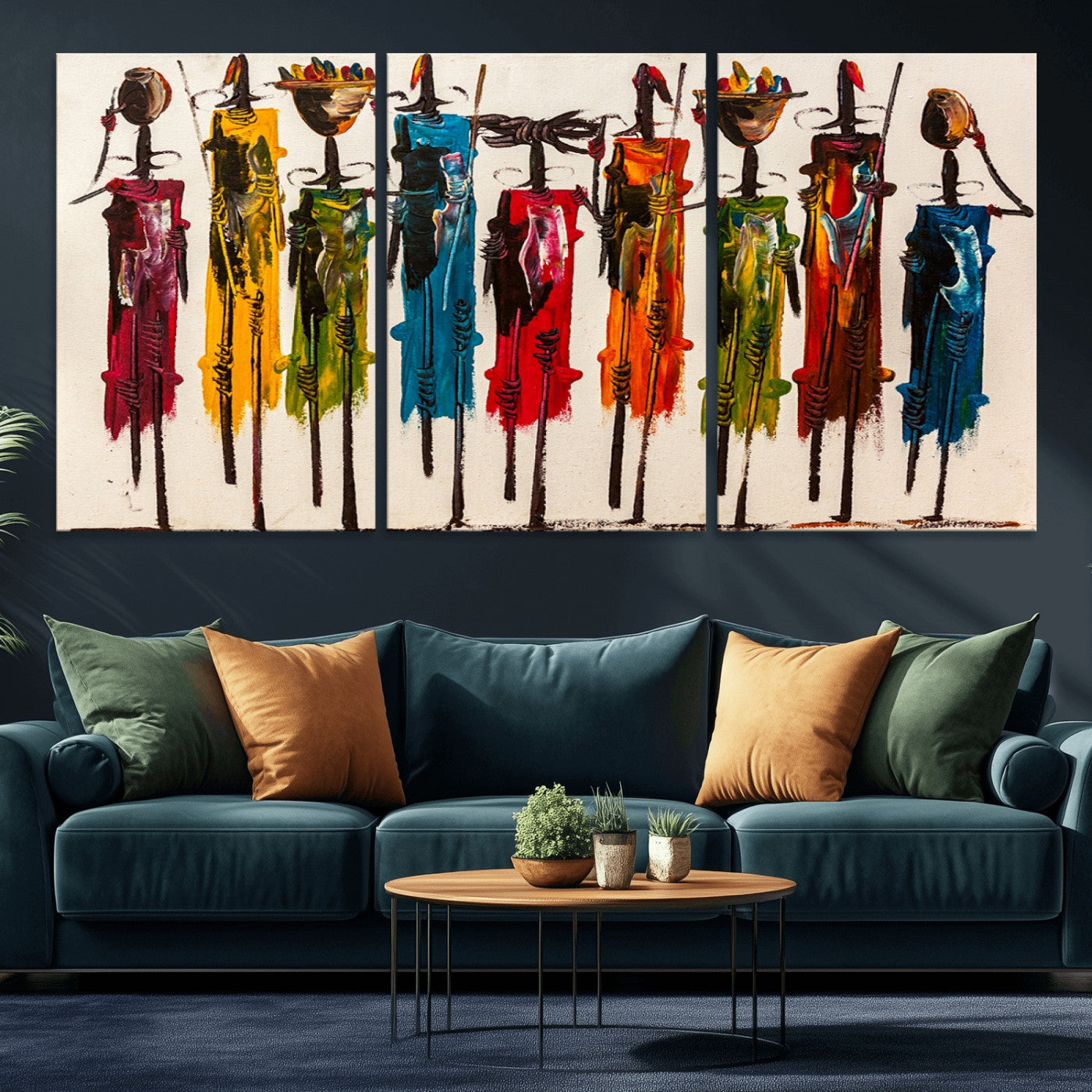 MGV-CV-60X30-3P - Abstract African Women Wall Art Canvas Print