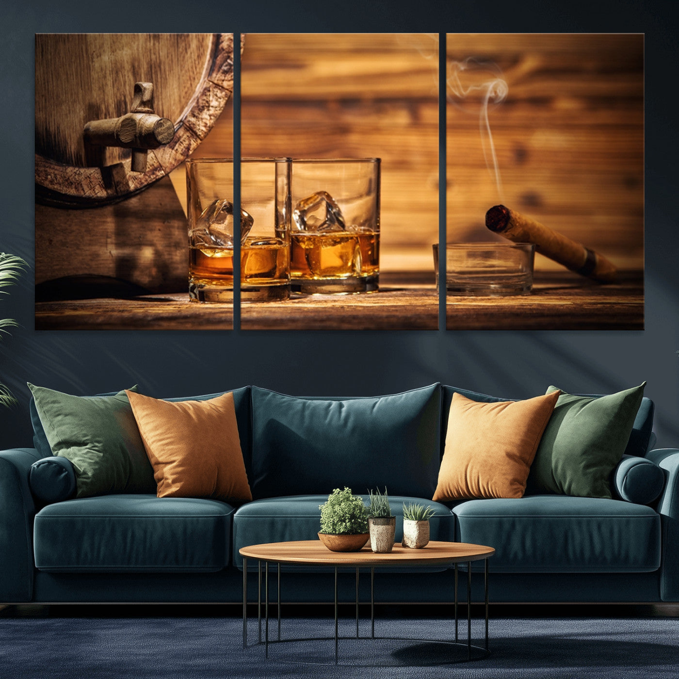 MGV-CV-60X30-3P - Rustic Whiskey and Barrel Canvas Print