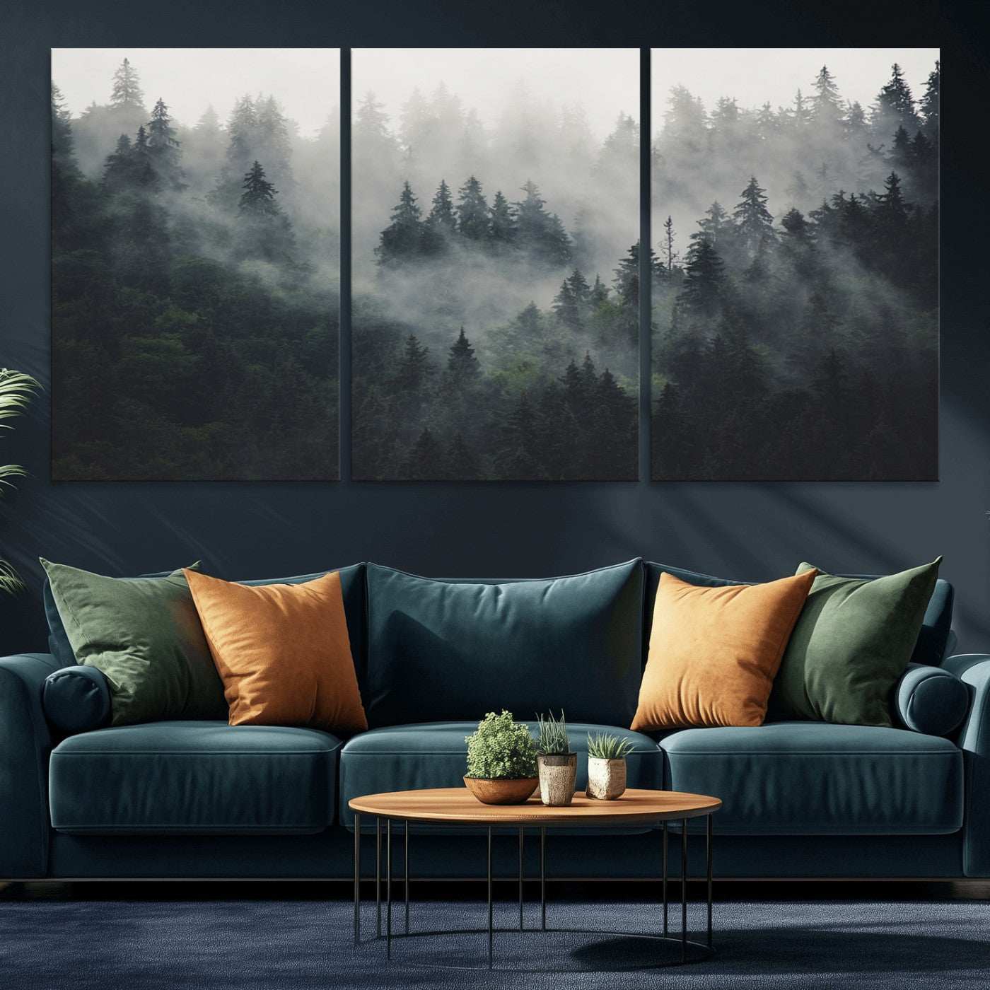 MGV-CV-60X30-3P - Nature Wall Decor - Serene Triptych Nature Print – Woodland Landscape Decor for Living Room or