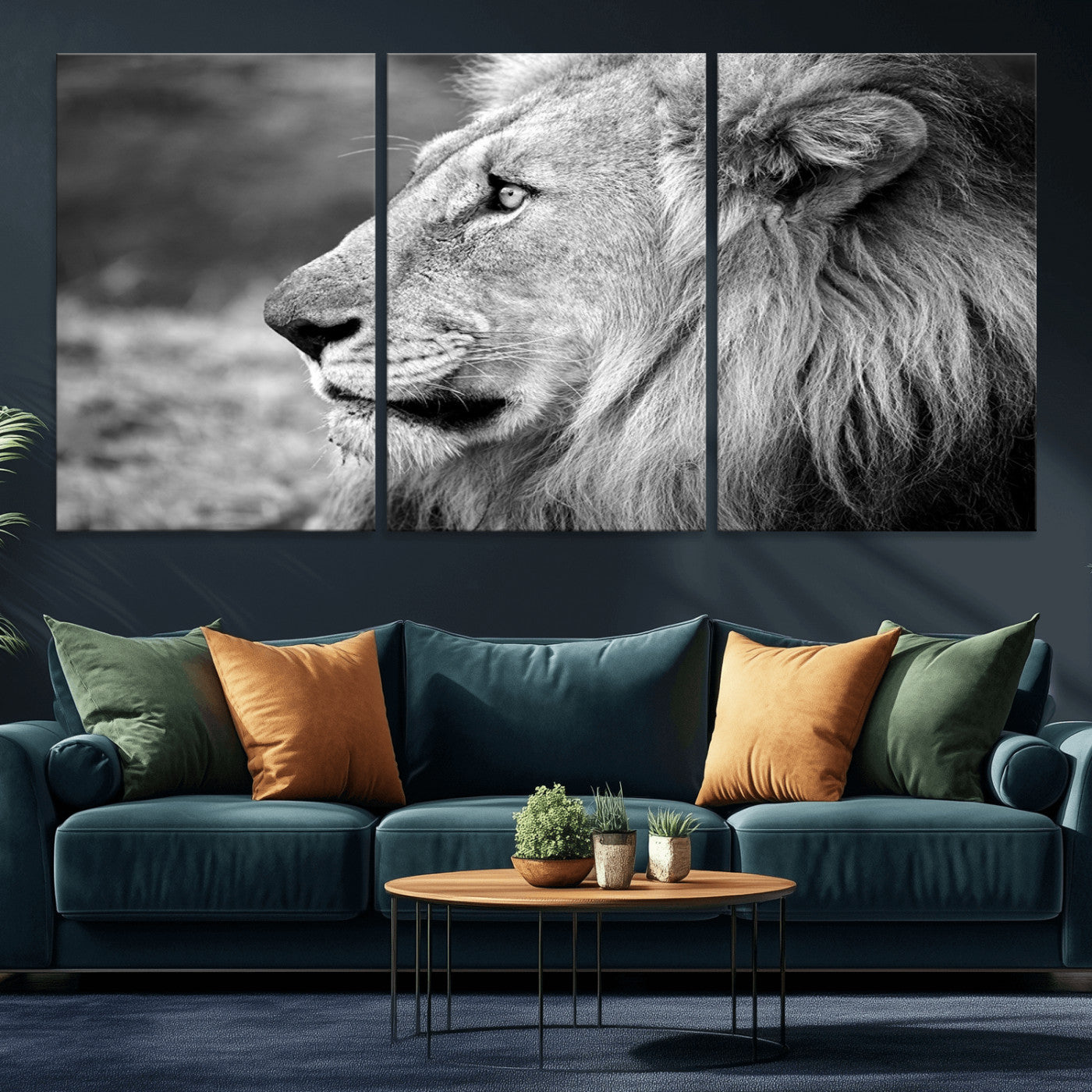 MGV-CV-60X30-3P - African Lion Wall Art Canvas Print