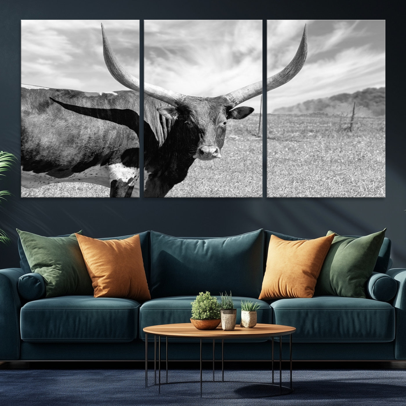 30017-MGV-CV-36X24-Cattle Wall Art Longhorn Cow Canvas Print