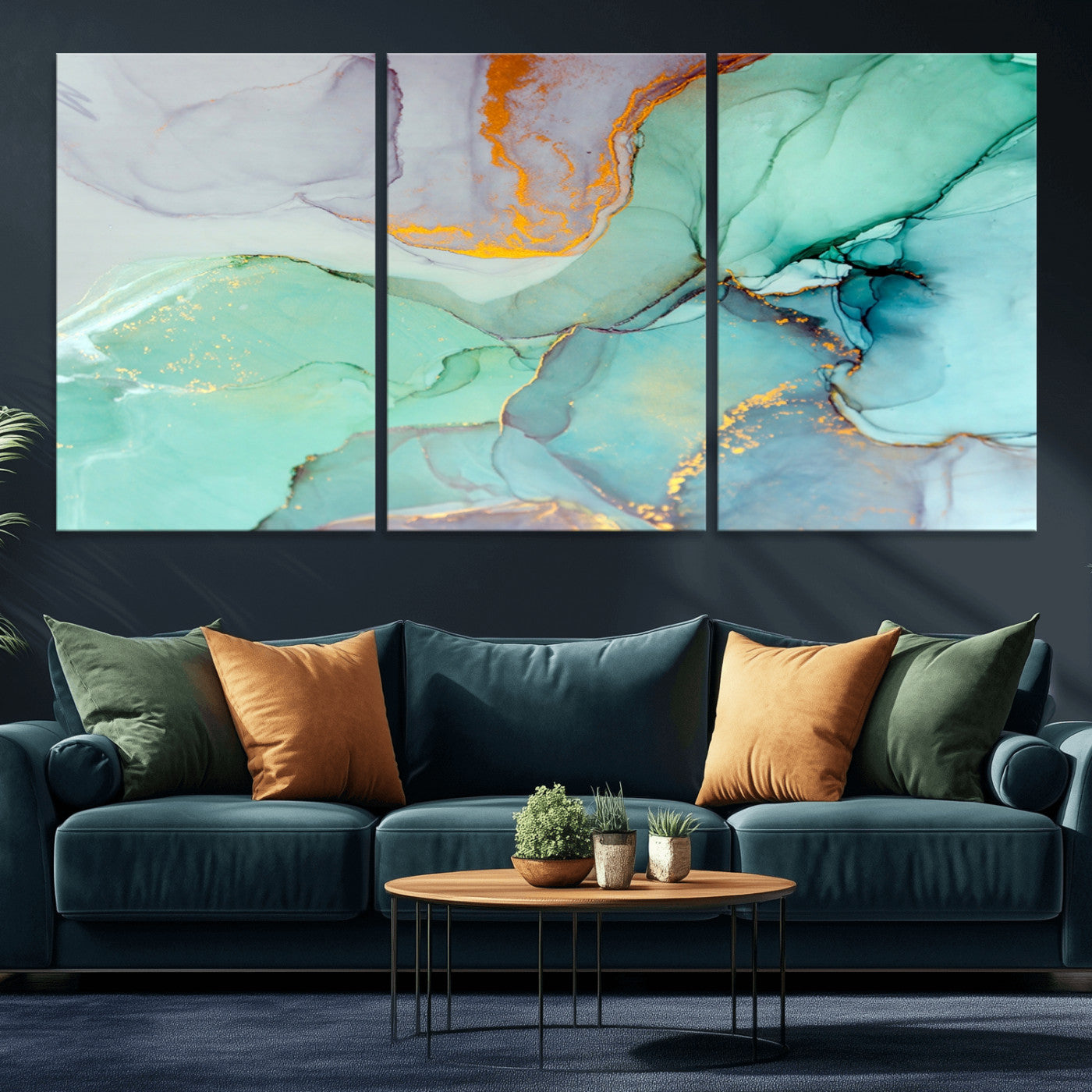 36934-MGV-CV-36X24-Colorful Marble Fluid Effect Canvas Wall Art Print