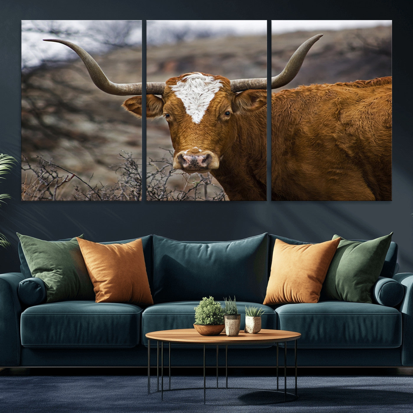 MGV-CV-60X30-3P - Framed Big Cow Animal Wall Art Canvas Print