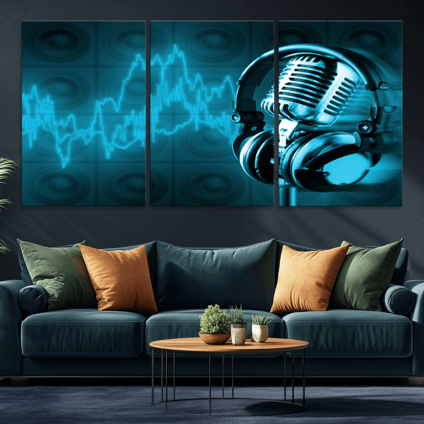 MGV-CV-60X30-3P - Music and Microphone Wall Art Canvas Print
