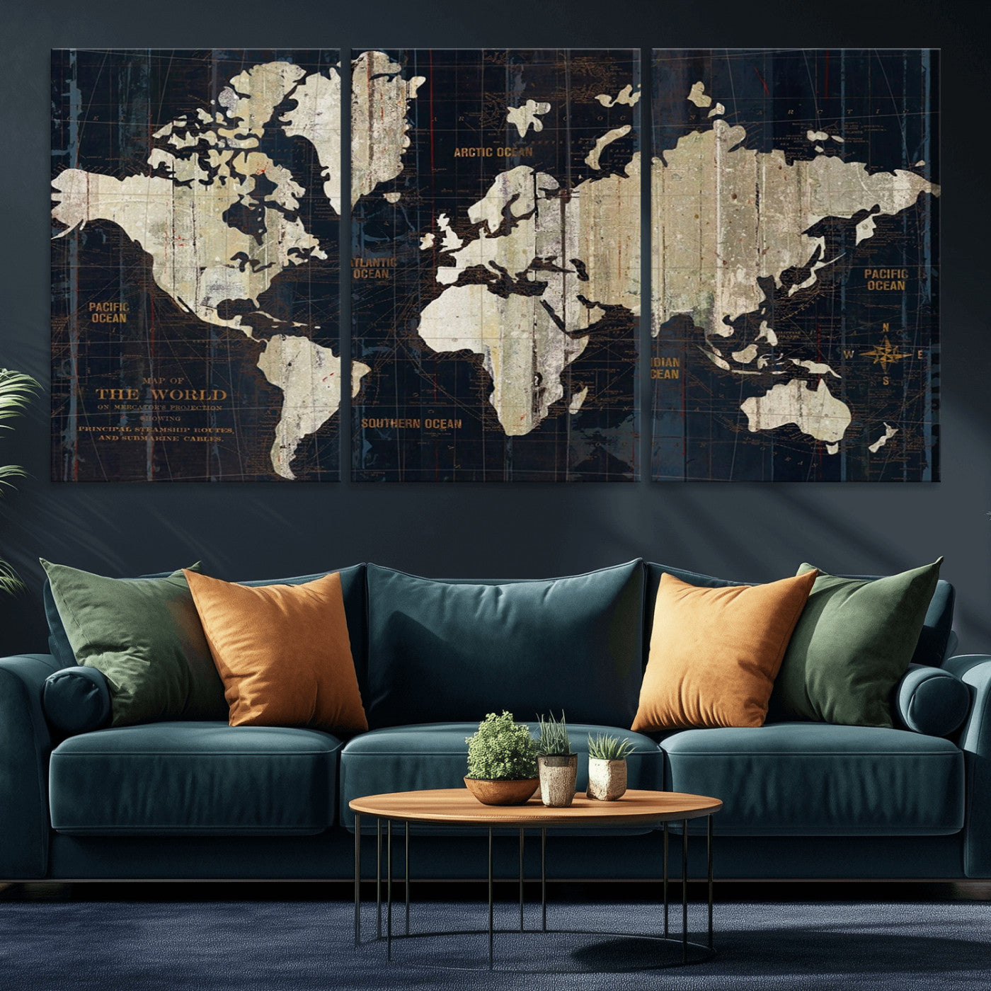MGV-CV-60X30-3P - Push Pin World Map Canvas Print – Framed Wall Art for Couples to Track Their Travels – Anniversary