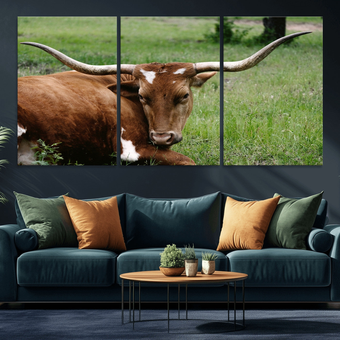 45997-MGV-CV-36X24-Longhorn Cow Animal Wall Art Canvas Print