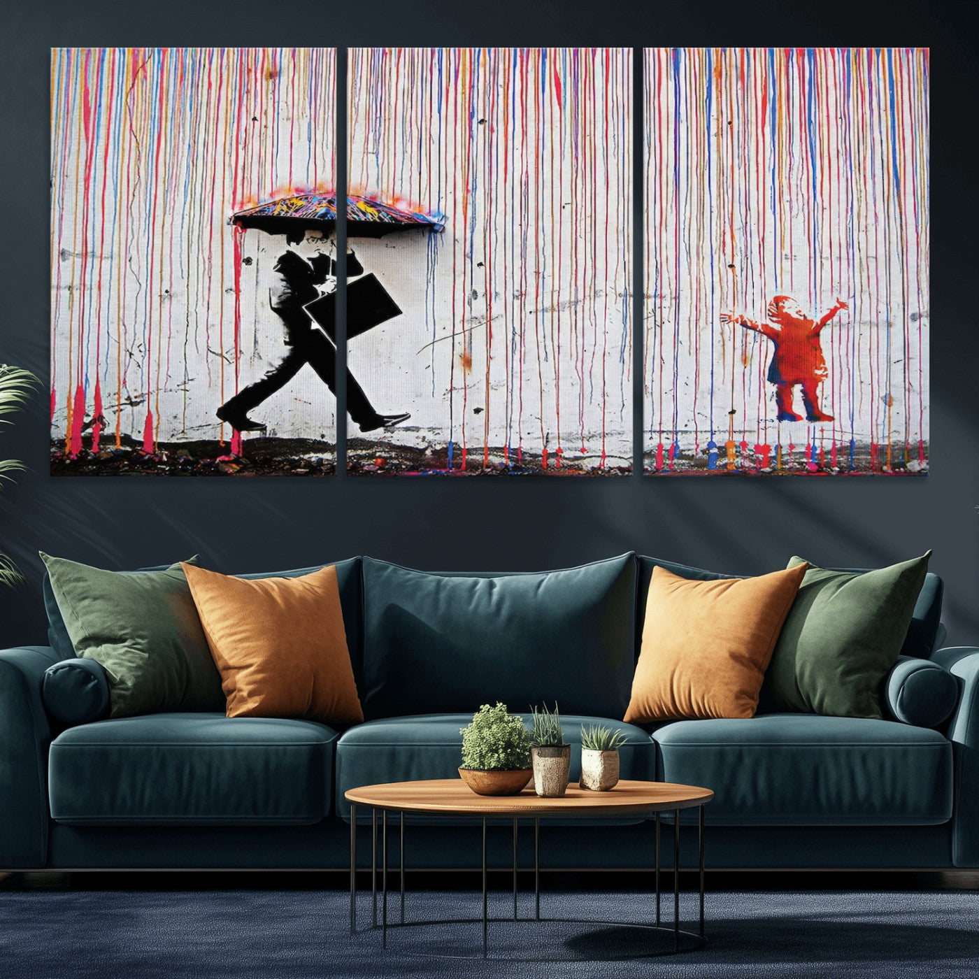 MGV-CV-60X30-3P - Banksy Wall Art Canvas Print, Framed Graffiti Art Picture Print, Banksy Urban Graffiti Perfect Modern Decor Artwork