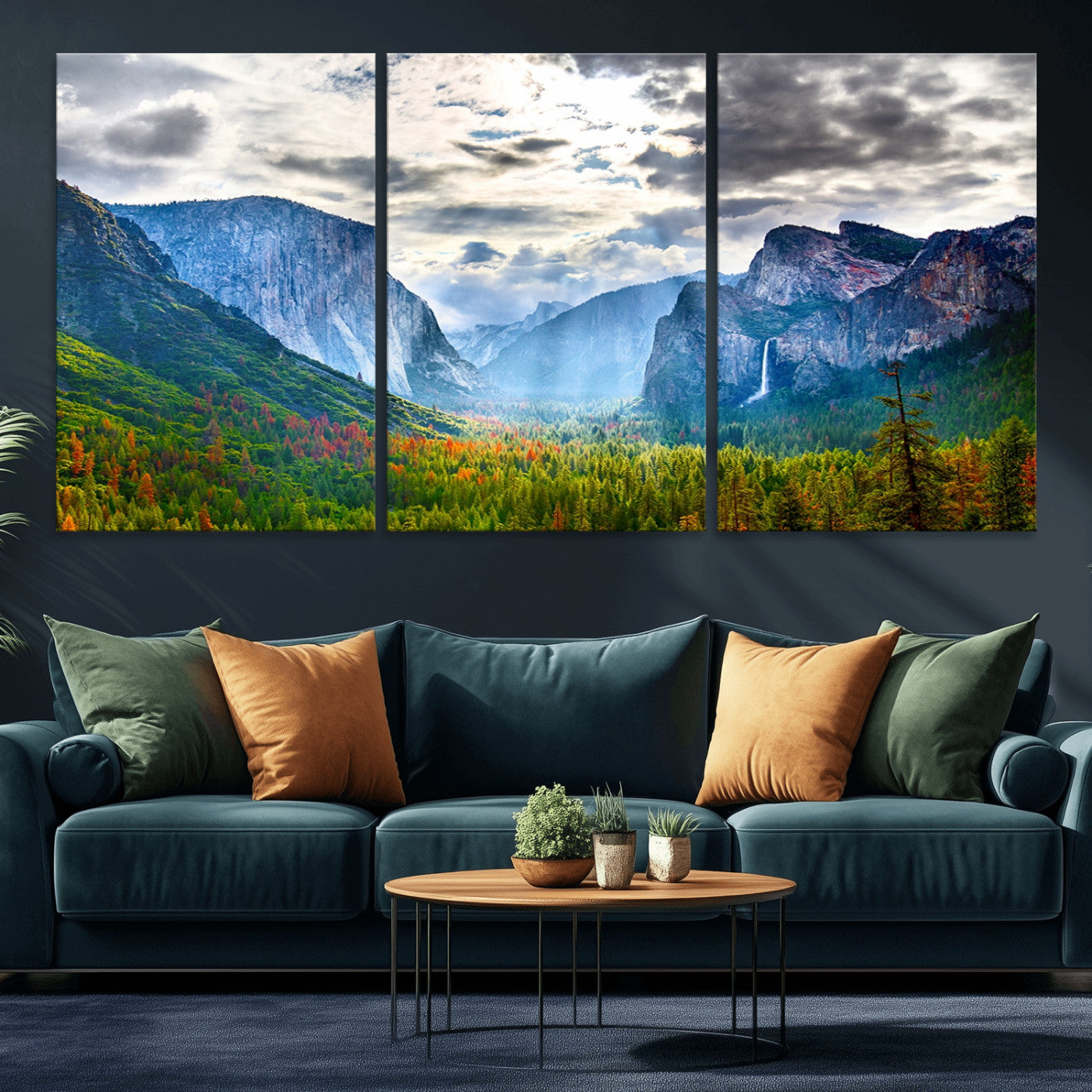 MGV-CV-60X30-3P - Yosemite Park Half Dome 3 Panel Canvas Print | Large Giclée Landscape Wall Art for Living Room,