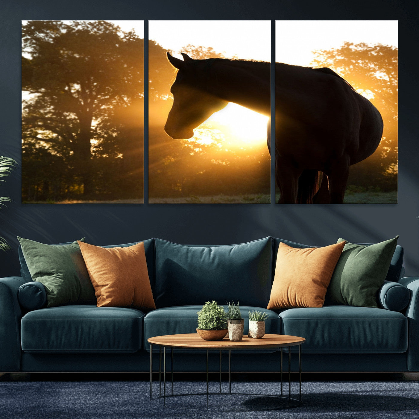 MGV-CV-60X30-3P - Horse at Sunset Wall Art Animal Canvas Print