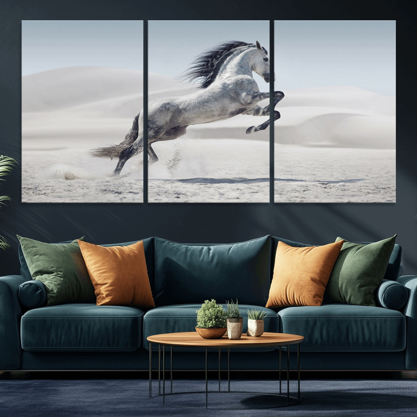 MGV-CV-60X30-3P - Prancing Horse on Dessert Large Wall Art Animal Canvas Print