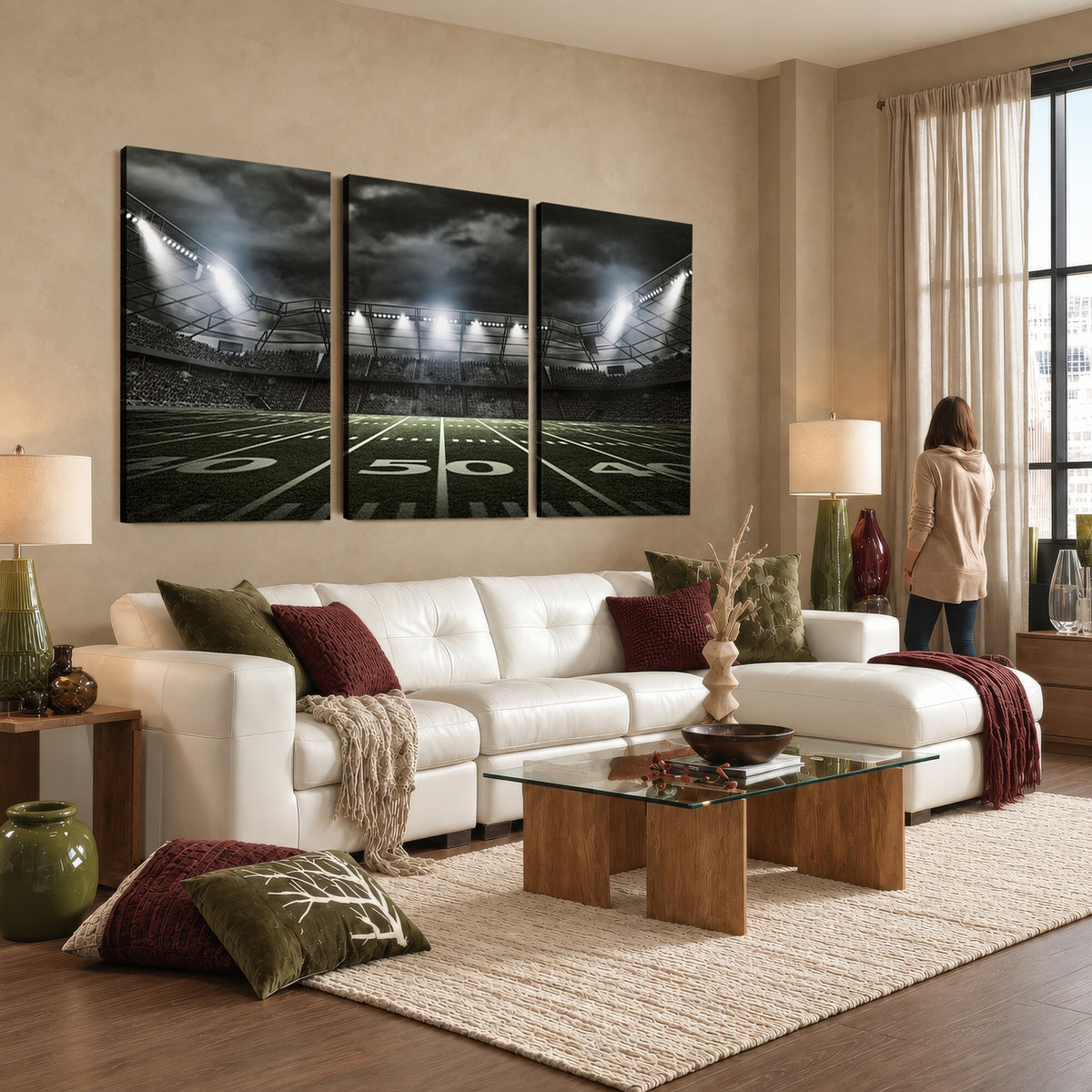 90107-MGV-CV-36X24 - American Football Stadium Wall Art Canvas Print, Stadium Sport Wall Art Print