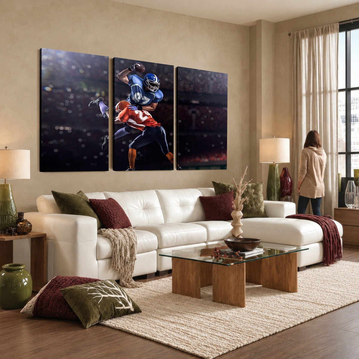 76491-MGV-CV-36X24 - American Football Wall Art Canvas Print, Stadium Sport Wall Art Print