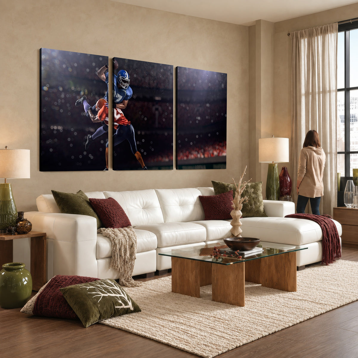 68009-MGV-CV-36X24 - American Football Wall Art Canvas Print, Stadium Sport Wall Art Print