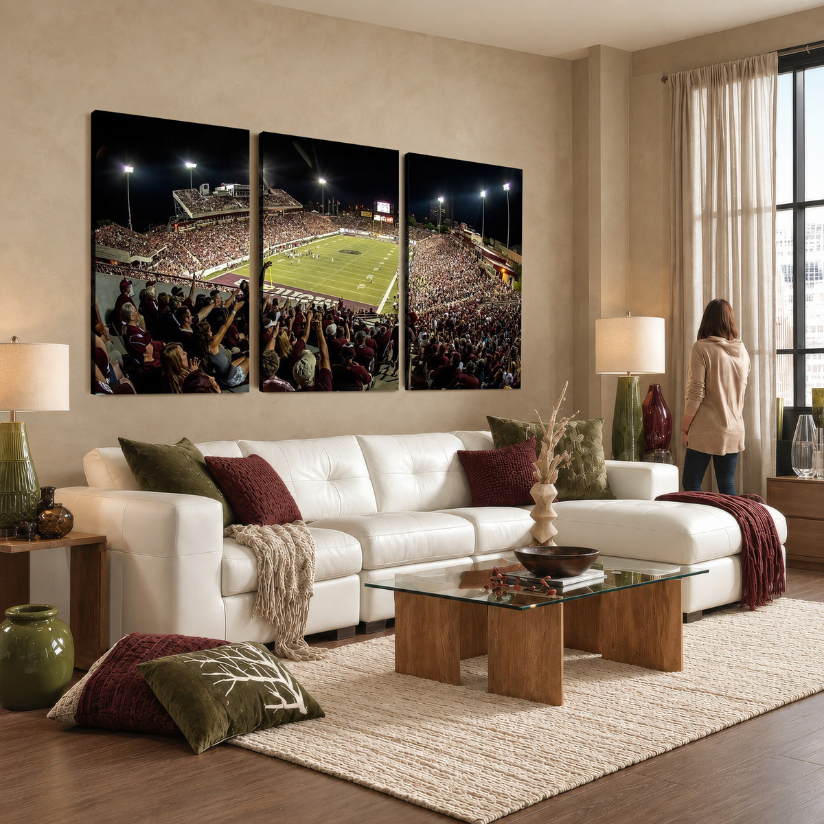 94126-MGV-CV-36X24 - Washington-Grizzly Stadium Canvas Wall Art | Exciting Game Night Atmosphere in Panoramic View