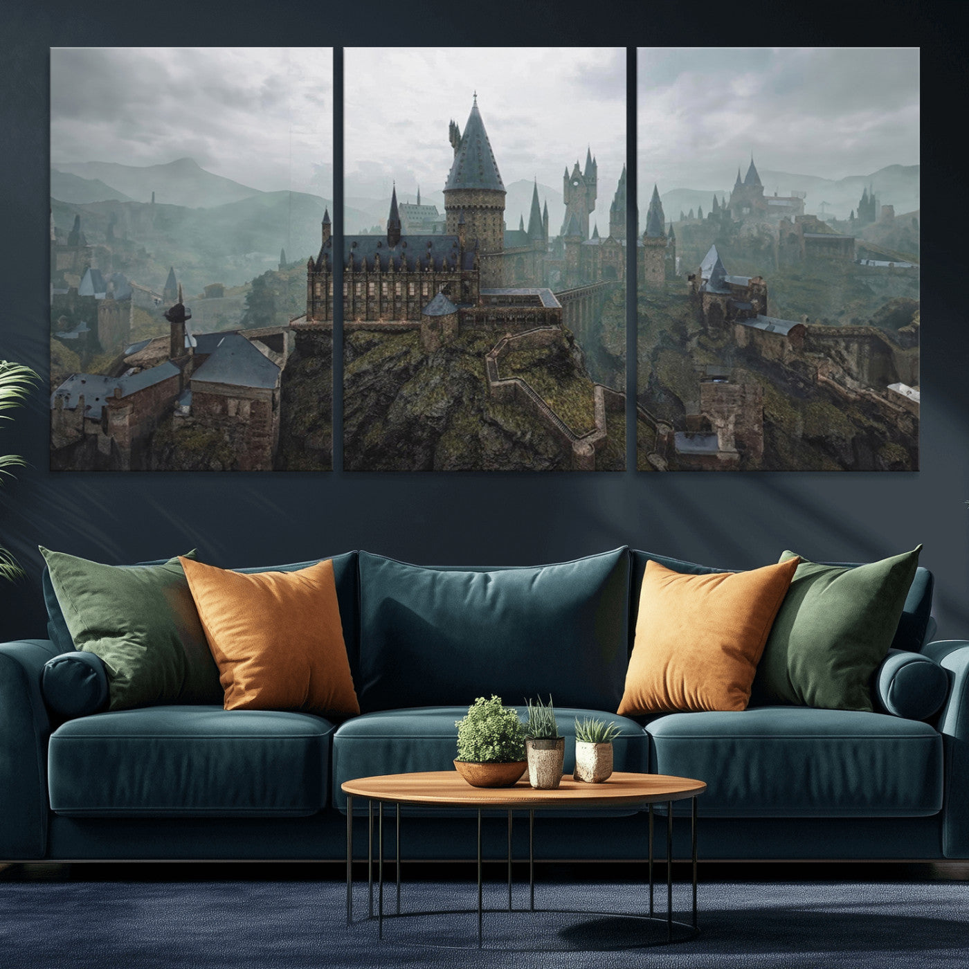 MGV-CV-60X30-3P - Disney Castle Wall Art Canvas Print, Living Kids Home Room Decor Art Print