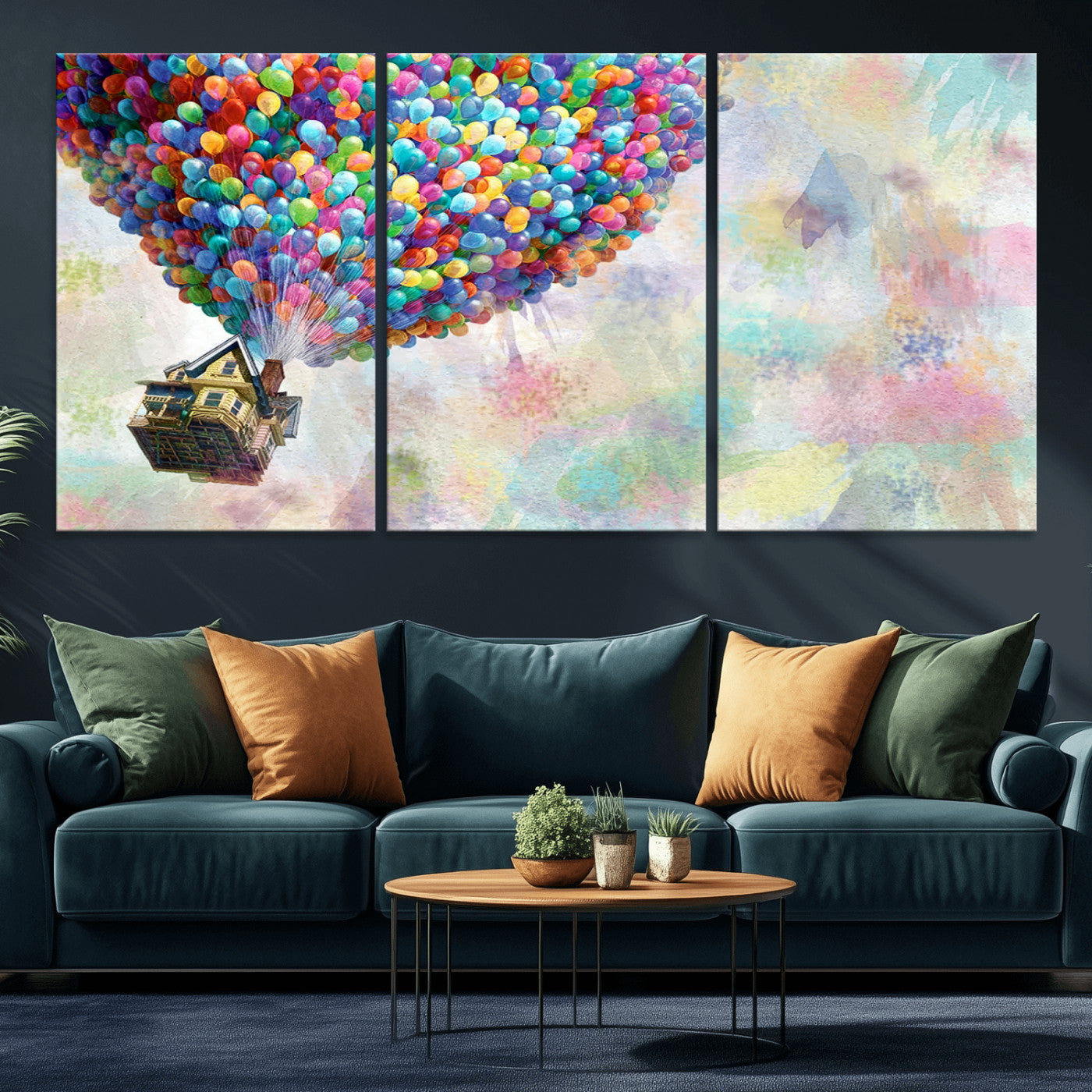 MGV-CV-60X30-3P - Up Pixar Poster, Look Up Pixar Wall Art, Up Pixar Canvas, Kids Play Game Room Decor Wall Art